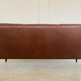 Vintage Danish retro Svend Skipper 3 person sofa in chestnut brown leather