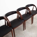 Ensemble de quatre chaises en teck, design danois, années 1970, fabricant : Orte Mobelfabrik