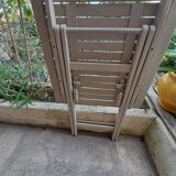 Square folding wooden garden table painted gray gray beige