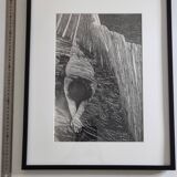 Vintage silver gelatin photography study of a reclining nude, signed and framed, 42x52 cm.