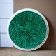 Sarreguemines emerald green trivet, green earthenware trivet, flat support, modernist