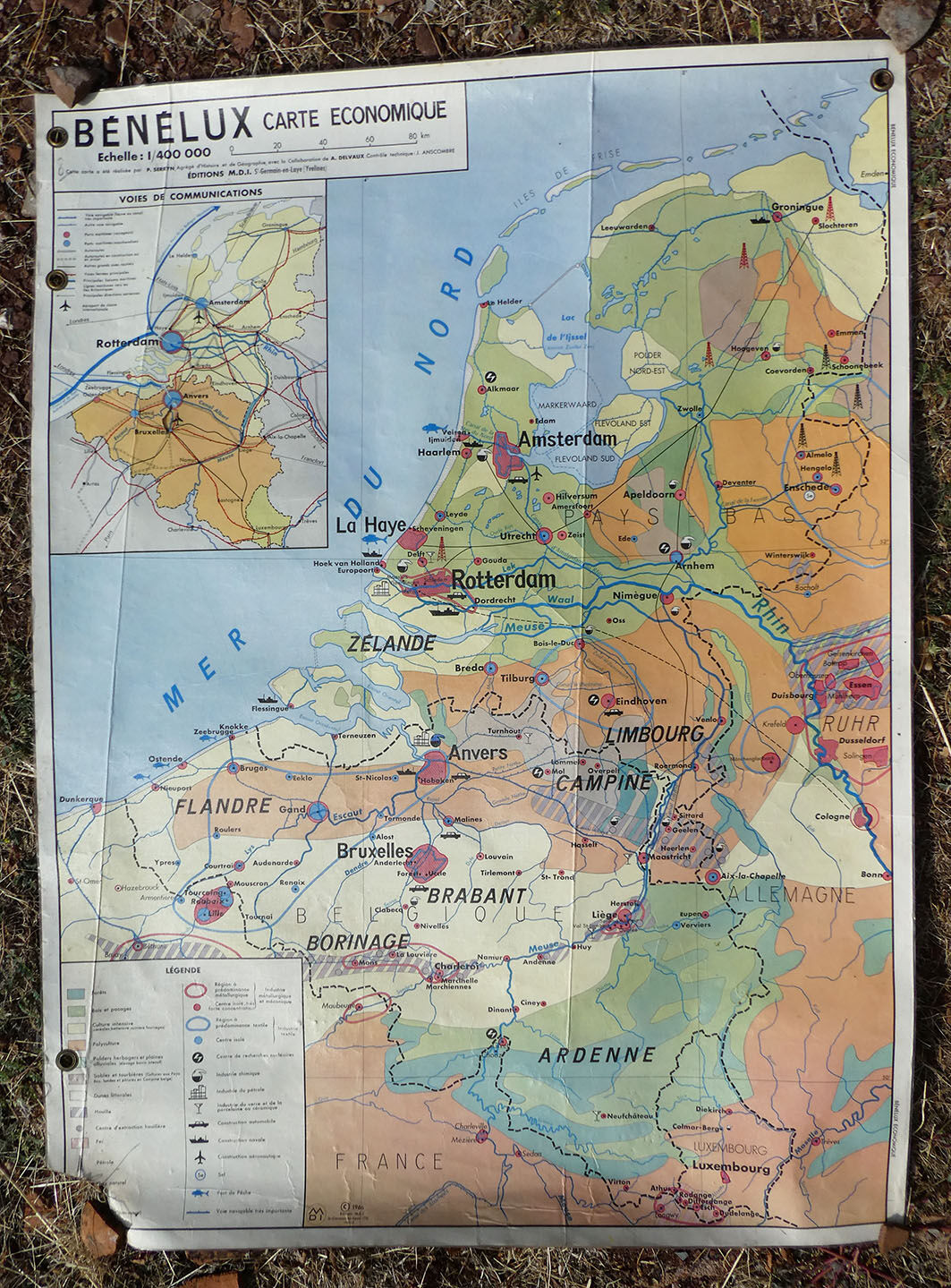 School map "Benelux" Belgium, Nederland and Luxembourg