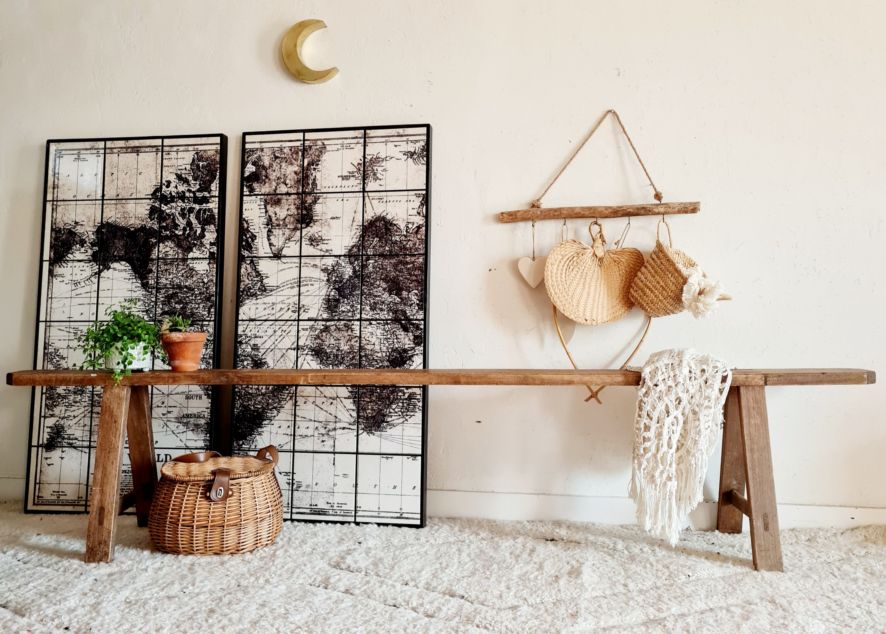 Old wooden farmhouse bench