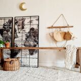 Old wooden farmhouse bench