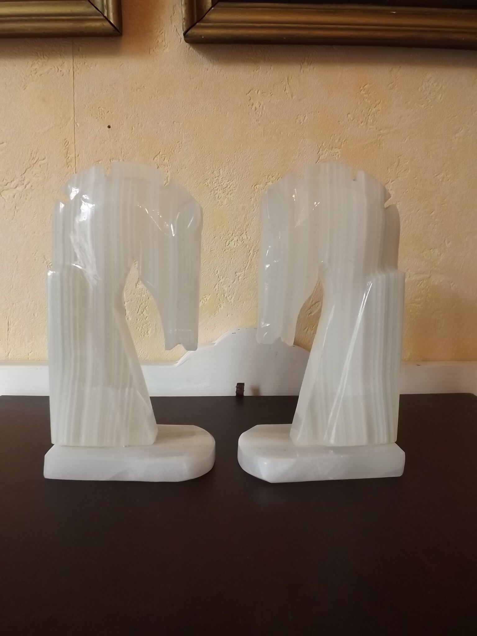 Pair of 1970s onyx horses bookends
