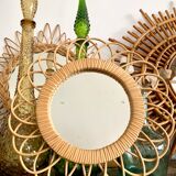Mirror rattan vintage 36x36cm