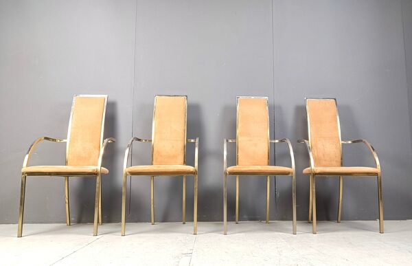Chaises de salle à manger en laiton par Belgochrom, années 1970 - lot de 4