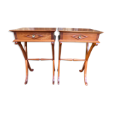 Pair of Directoire style winding bedside tables