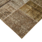 Tapis turc fait à la main 197 cm x 300 cm marron patchwork