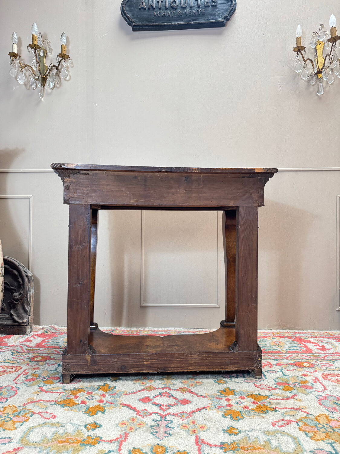 Console in flamed walnut from the louis philippe period, 19th century