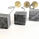 Set of 3 candlesticks | IKEA “Kräsen” from the 1980s | Steel, Brass, Granite