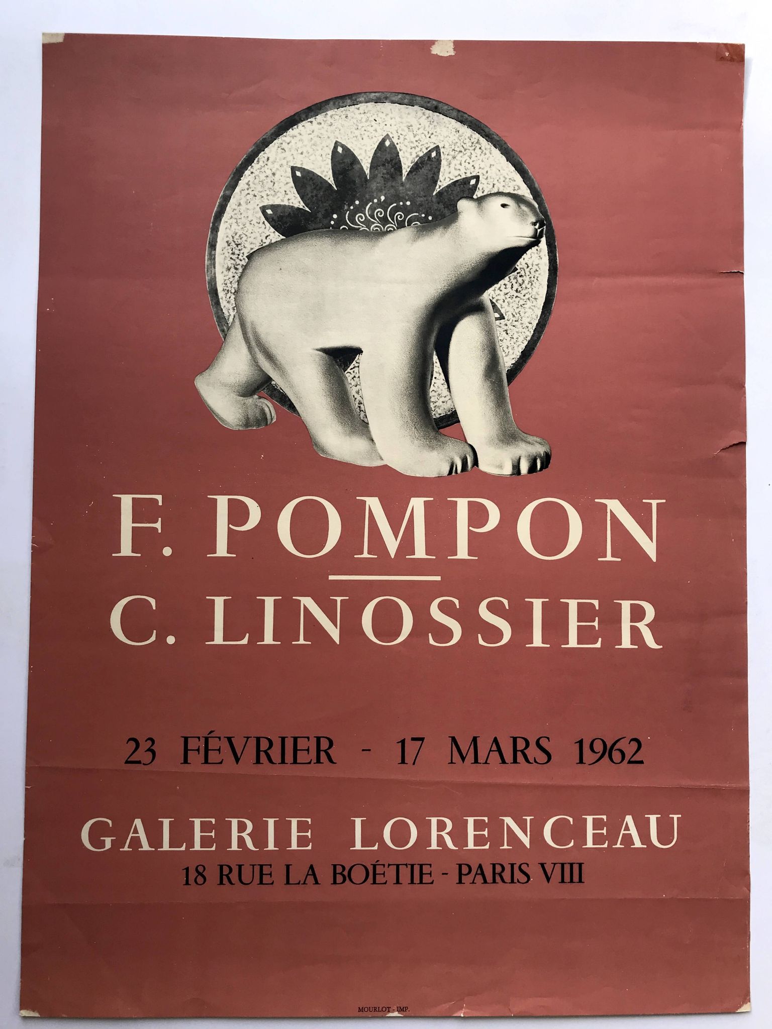 François pompon, galerie lorenceau, 1962. original mourlot photo-lithograph poster
