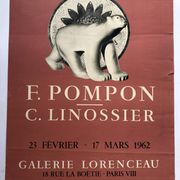 François pompon, galerie lorenceau, 1962. original mourlot photo-lithograph poster