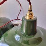 Duo of suspensions in green enamelled sheet metal