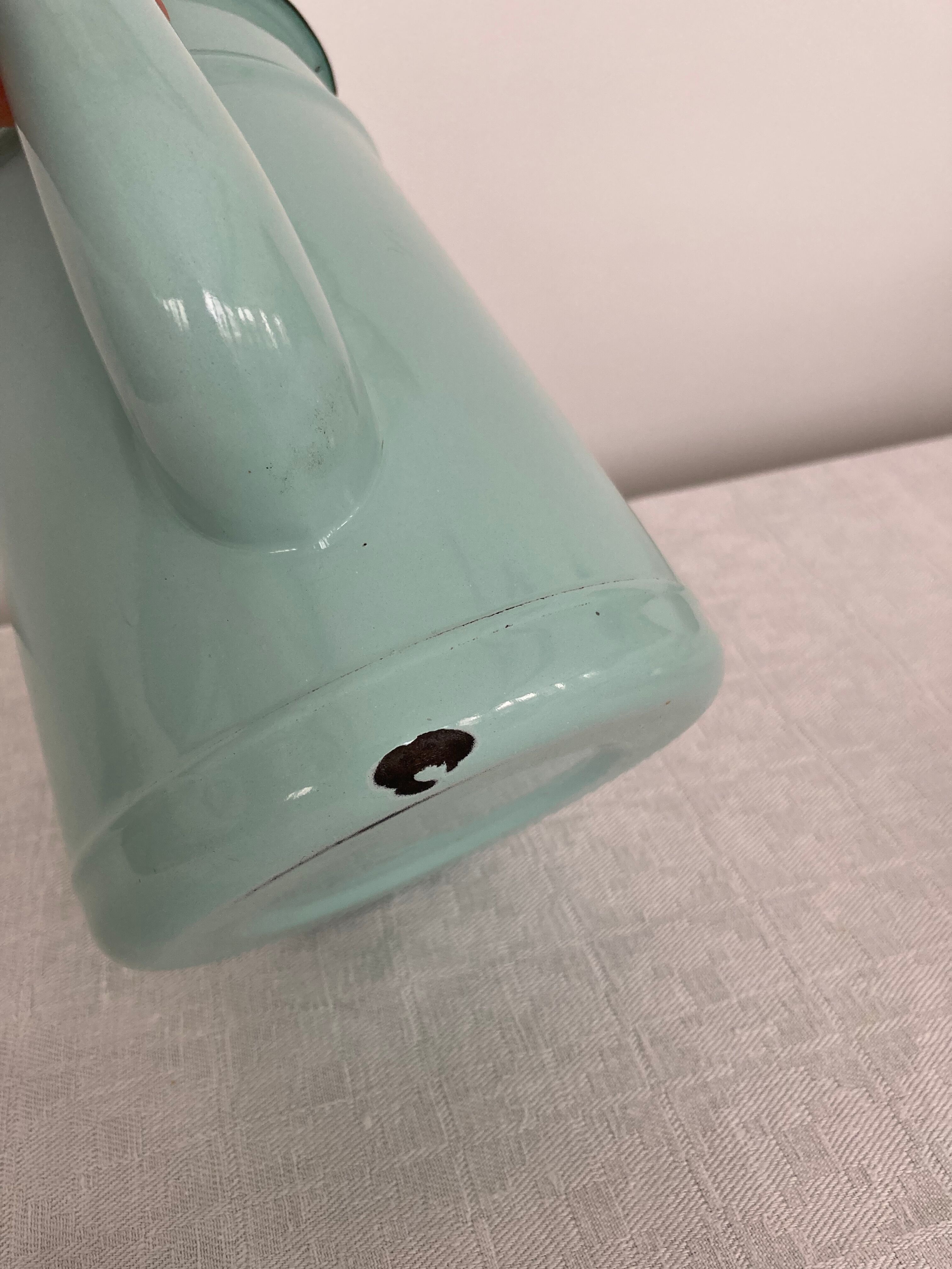 Mint green enamelled sheet metal coffee maker