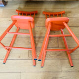 Vintage solid wood high chairs in Western style for children.
