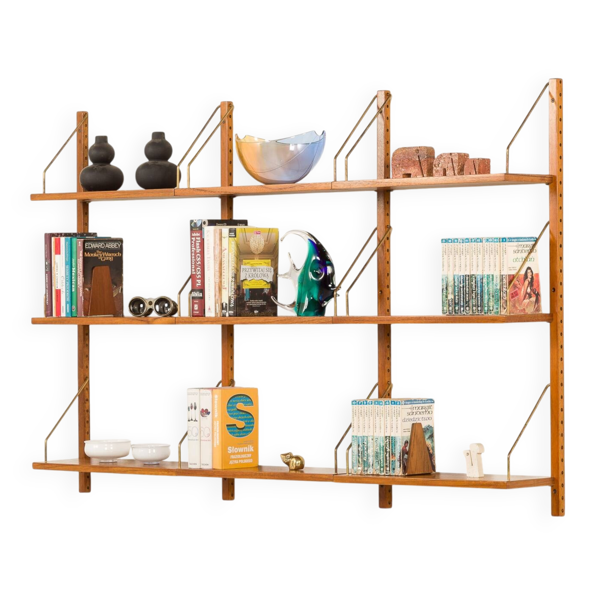 Danish mid century teak shelving unit, 1960s
