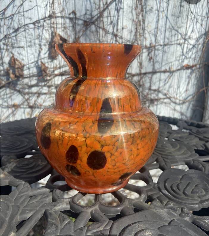 Orange Clichy vase from the Art Deco period