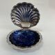 Beurrier coquillage inox et coupelle bleue
