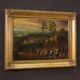 Painting oil on canvas landscape with wayfarers from the 18th century