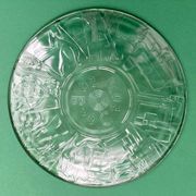 Mid Century glass ABC Plate, S.J. Thomassen for Leerdam Glass factory centerpiece