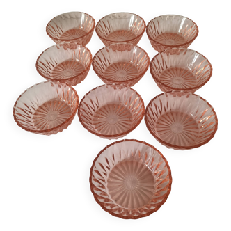 Orange pressed glass cups
