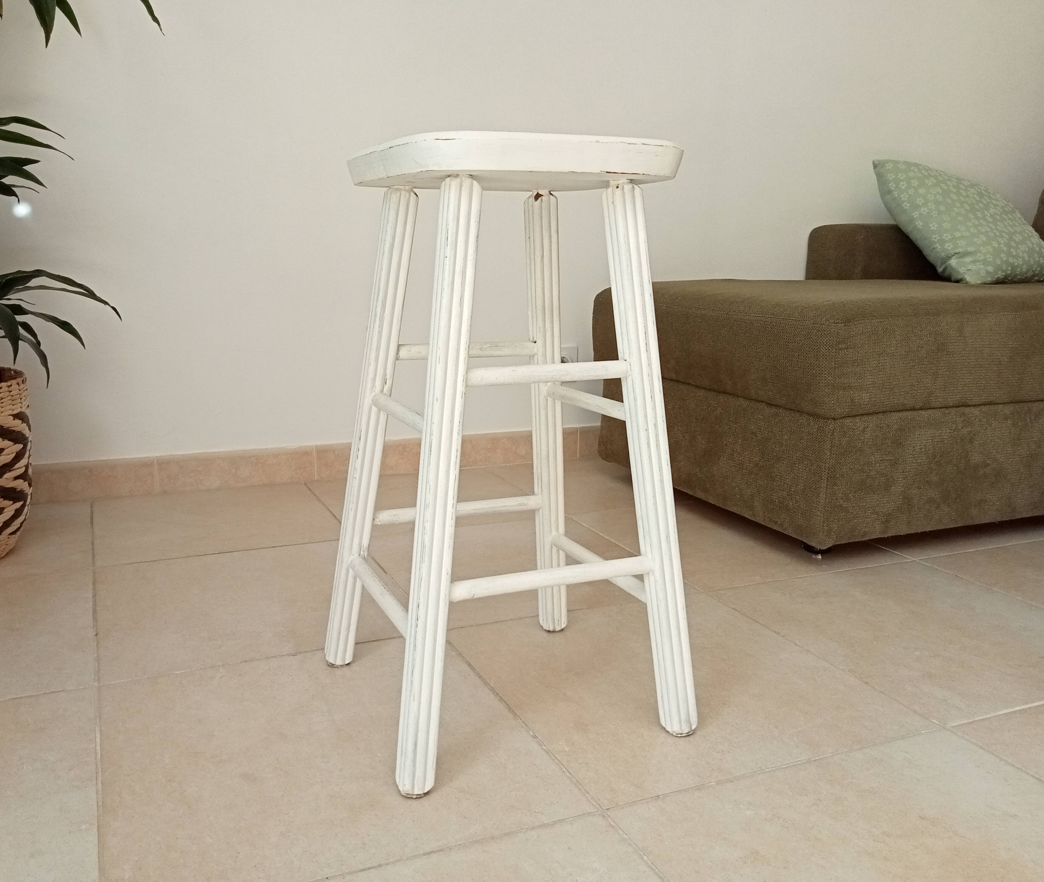 Vintage shabby wooden stool