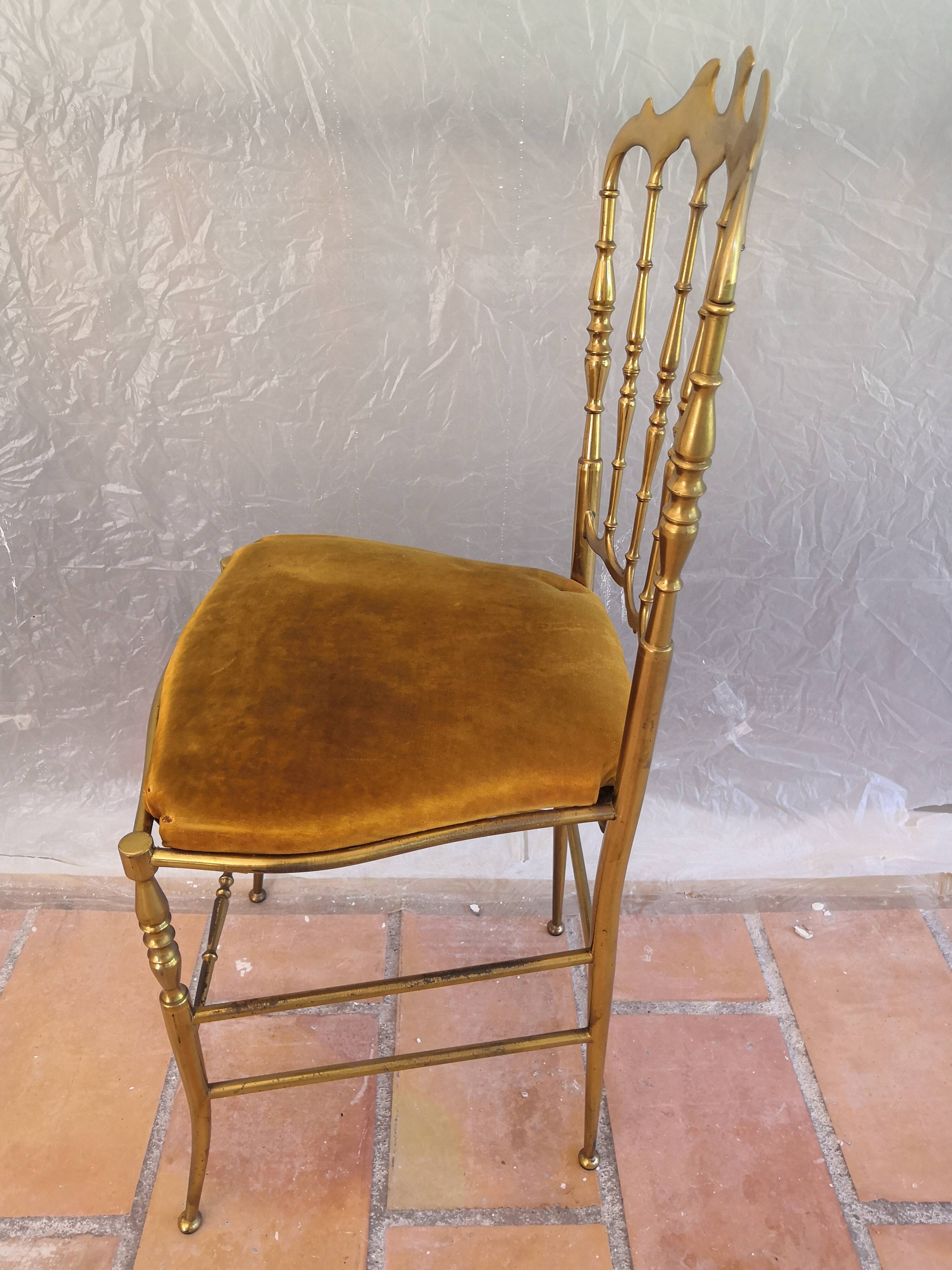 Chiavari vintage solid brass chair 50s