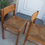 Pair of chairs wood and straw