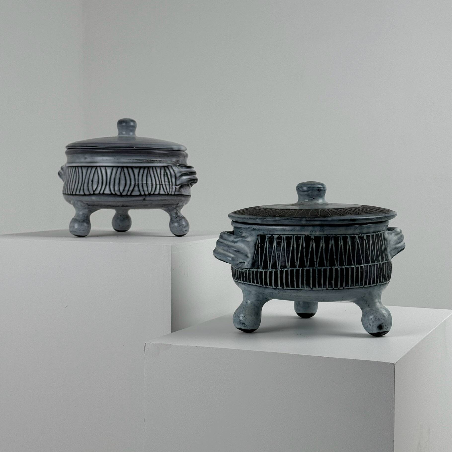 Pair of ceramic soup tureens by Jacques Pouchain, Dieulefit, circa 1960