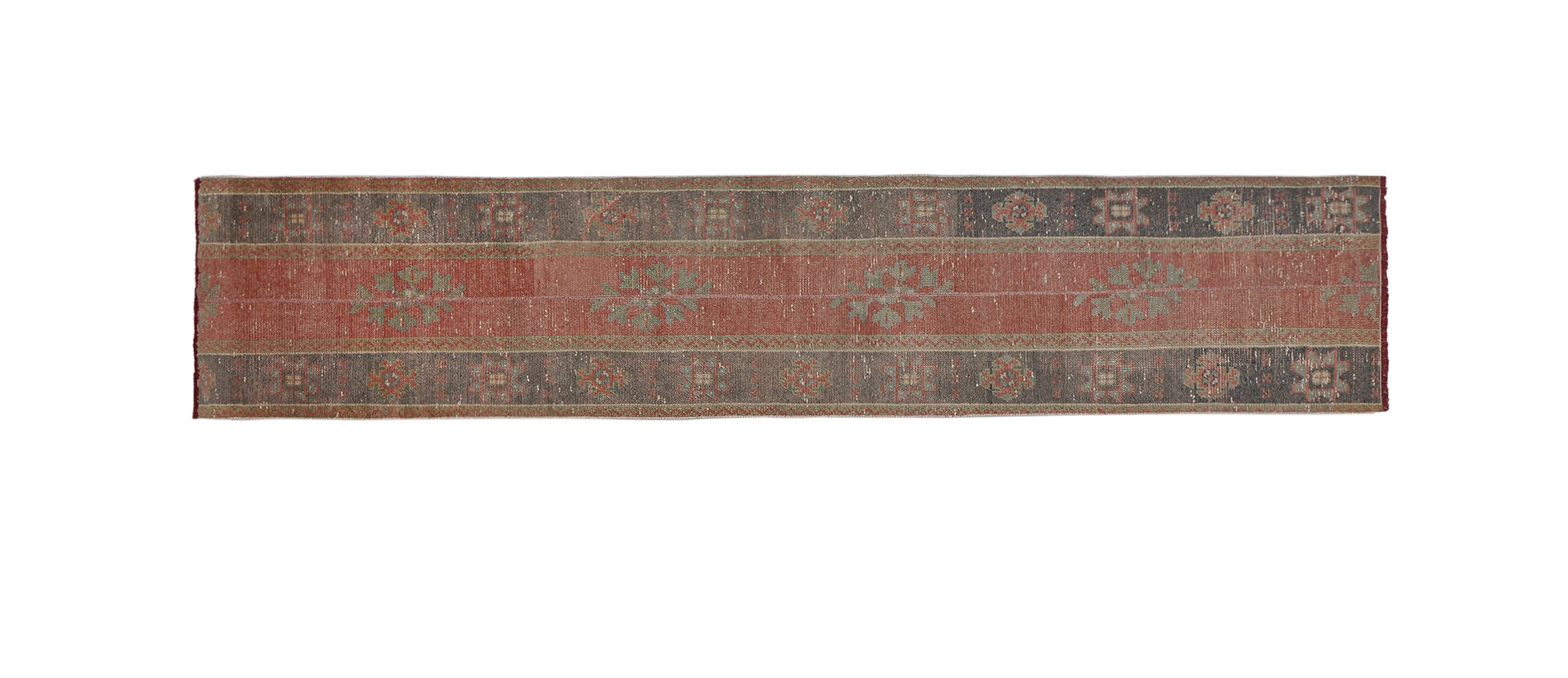 Vintage Turkish Oushak Rug Handwoven 61x313 cm