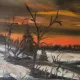 Vintage Winter Landscape Oil Painting
