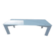 Long modern coffee table in glass and off-white metal - as new.