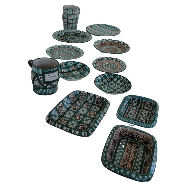 Robert Picault Vallauris France set of 12 Mid Century ceramics