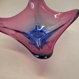 Floral glass bowl shell centerpiece by Fratelli Toso Murano, Italy, 1970s