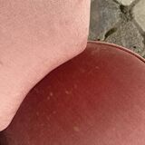 Pair of frog armchairs in pink velvet