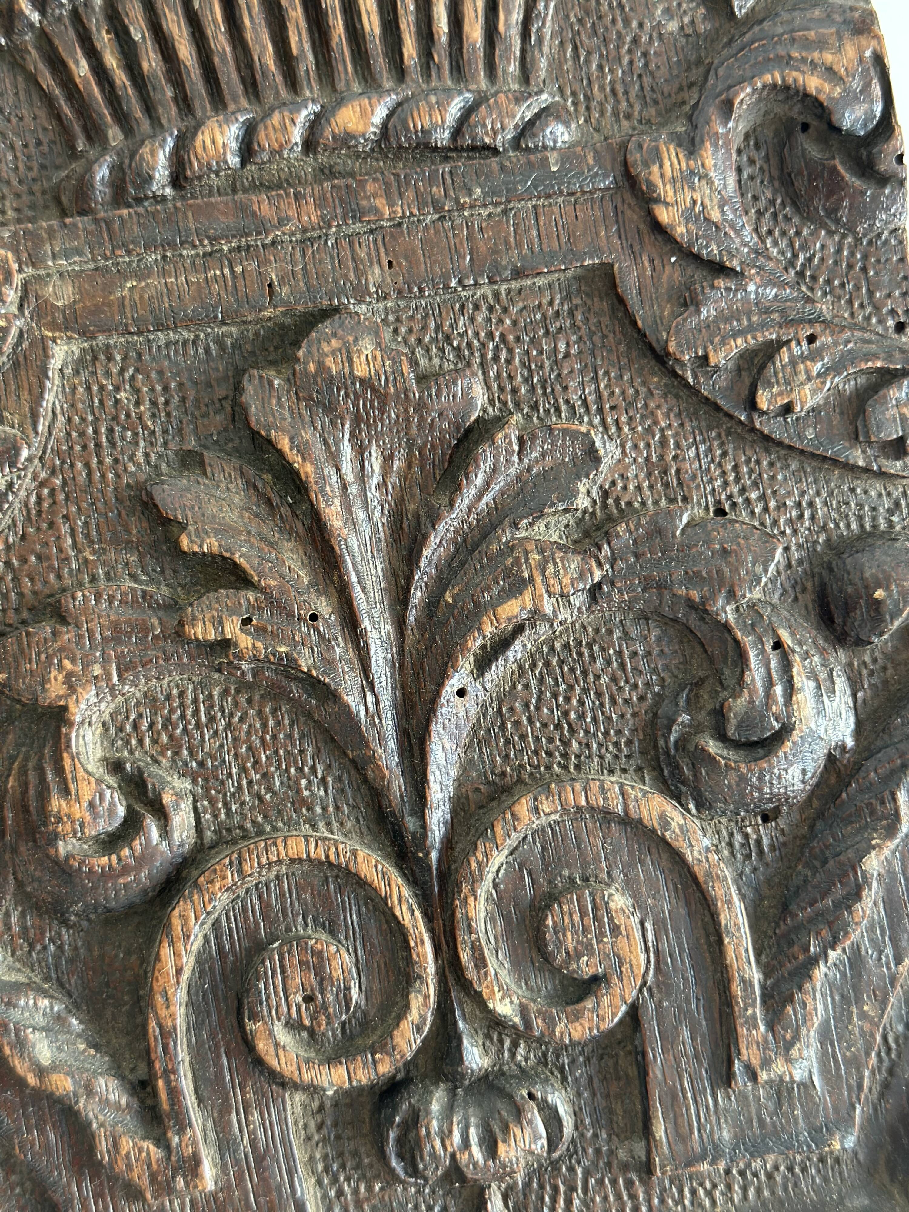 Pair of antique decorative panels in carved wood, 19th century