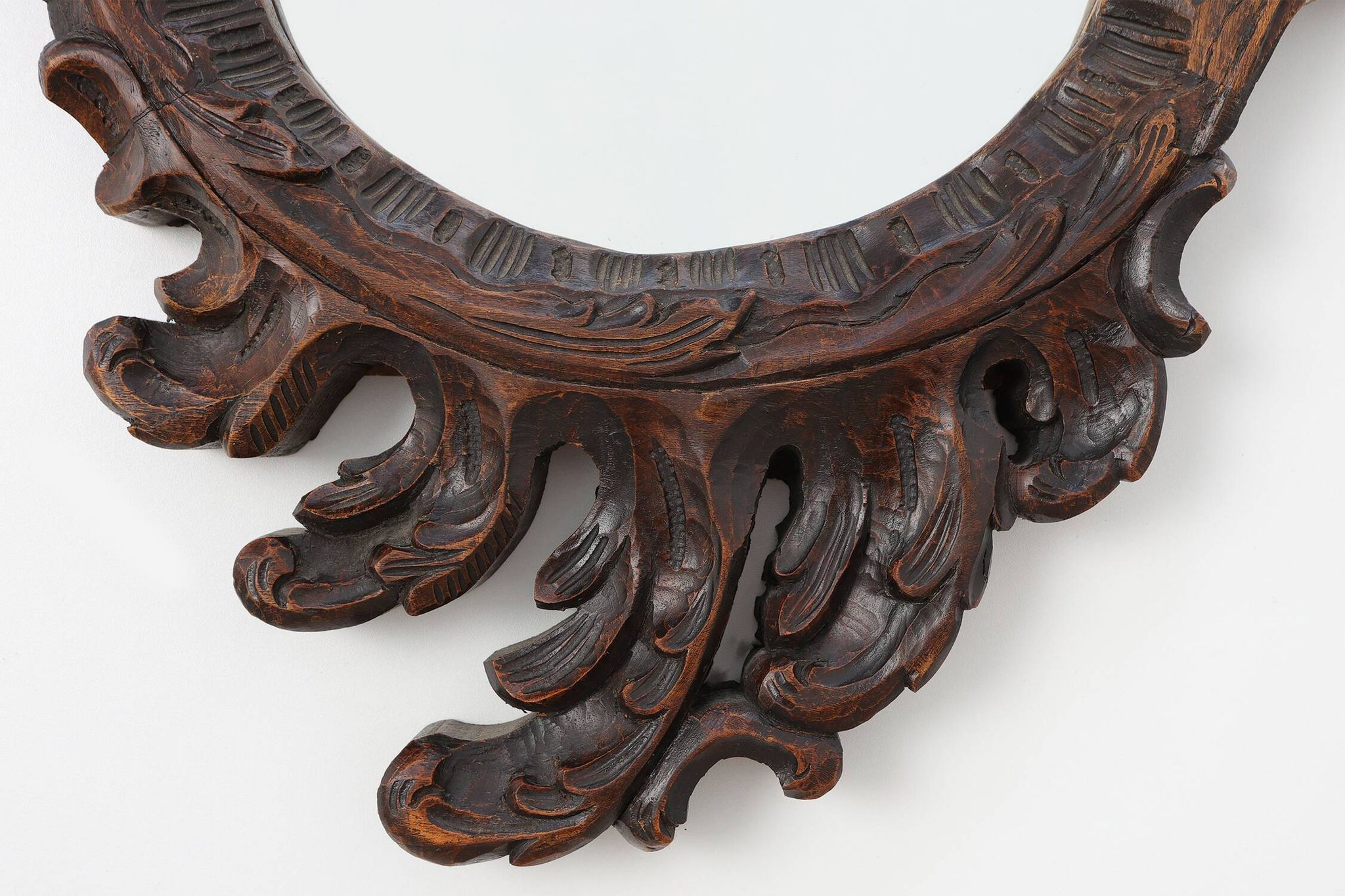 Rococo Style Carved Wooden Mirror with Cartouche-Shaped Glass, Italy