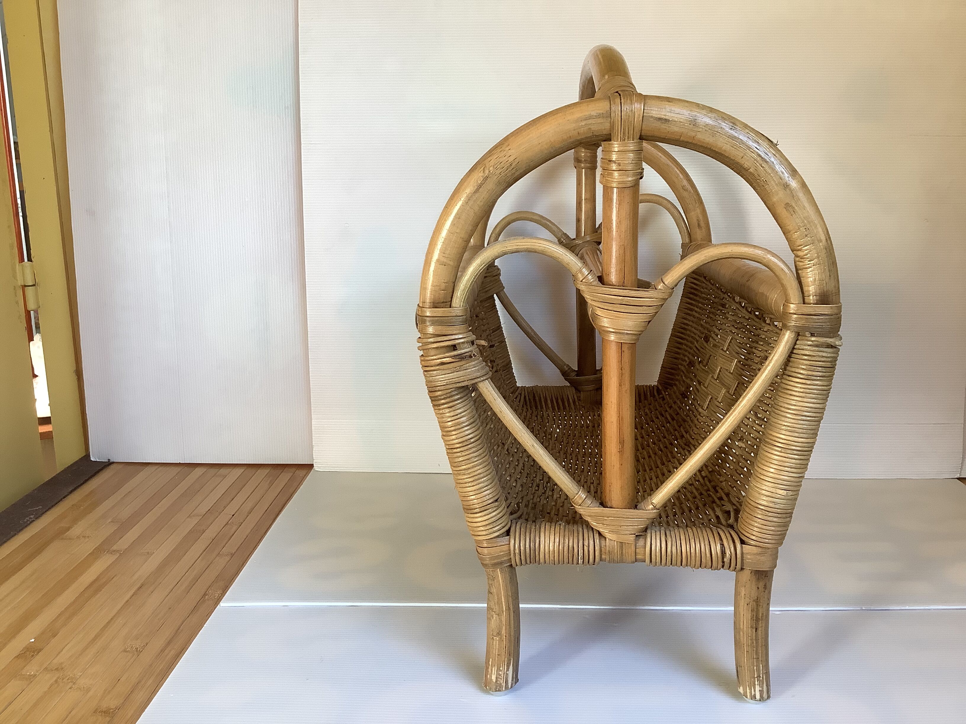 Rattan wicker magazine holder