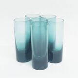 Grands verres à liqueur bleu sarcelle fumé