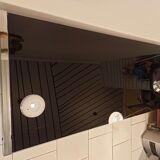 Seventies desk tinted glass top and chrome base