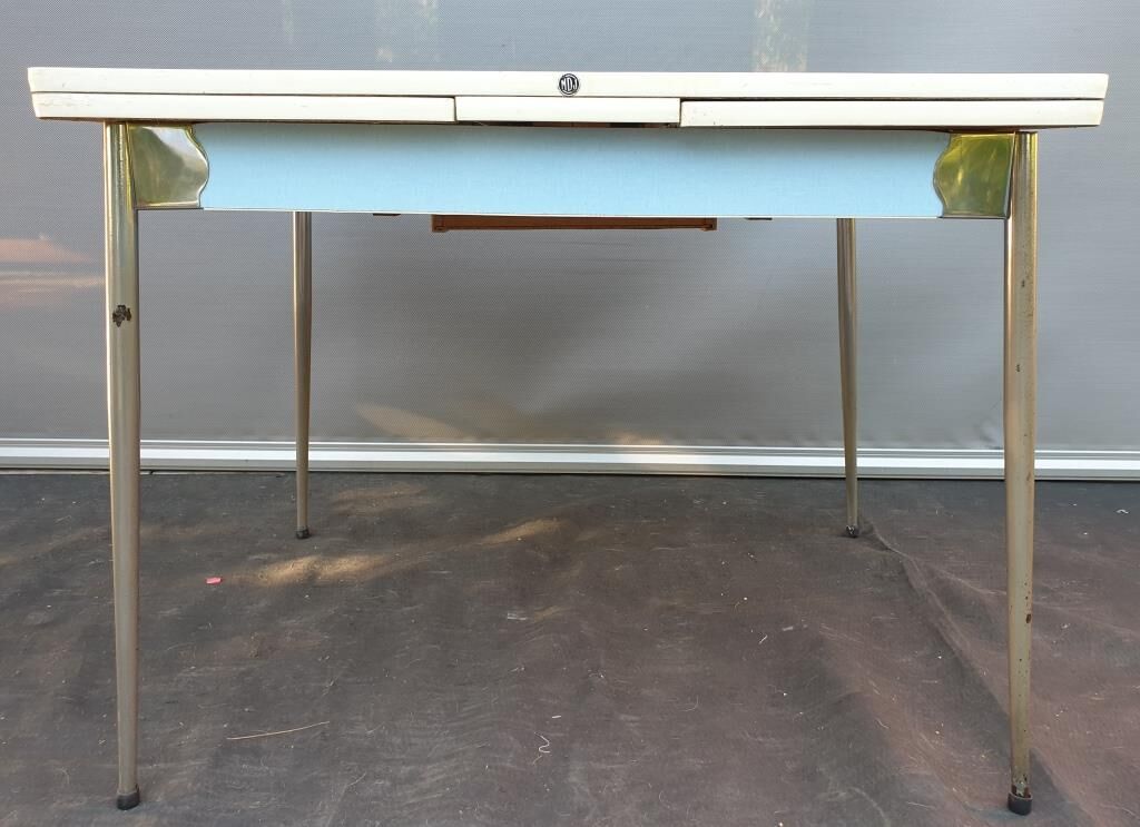 Table Formica MDJ 1960 Blue and Chrome