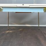 Table Formica MDJ 1960 Blue and Chrome