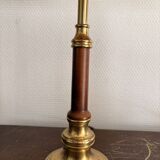 Pair of Brass-Gilded Bouillotte Lamps Vintage Wood Neo-Classical Shade
