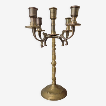 Vintage gold metal candlestick 5 lights