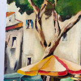 The flower market, oil on canvas signed Luga.