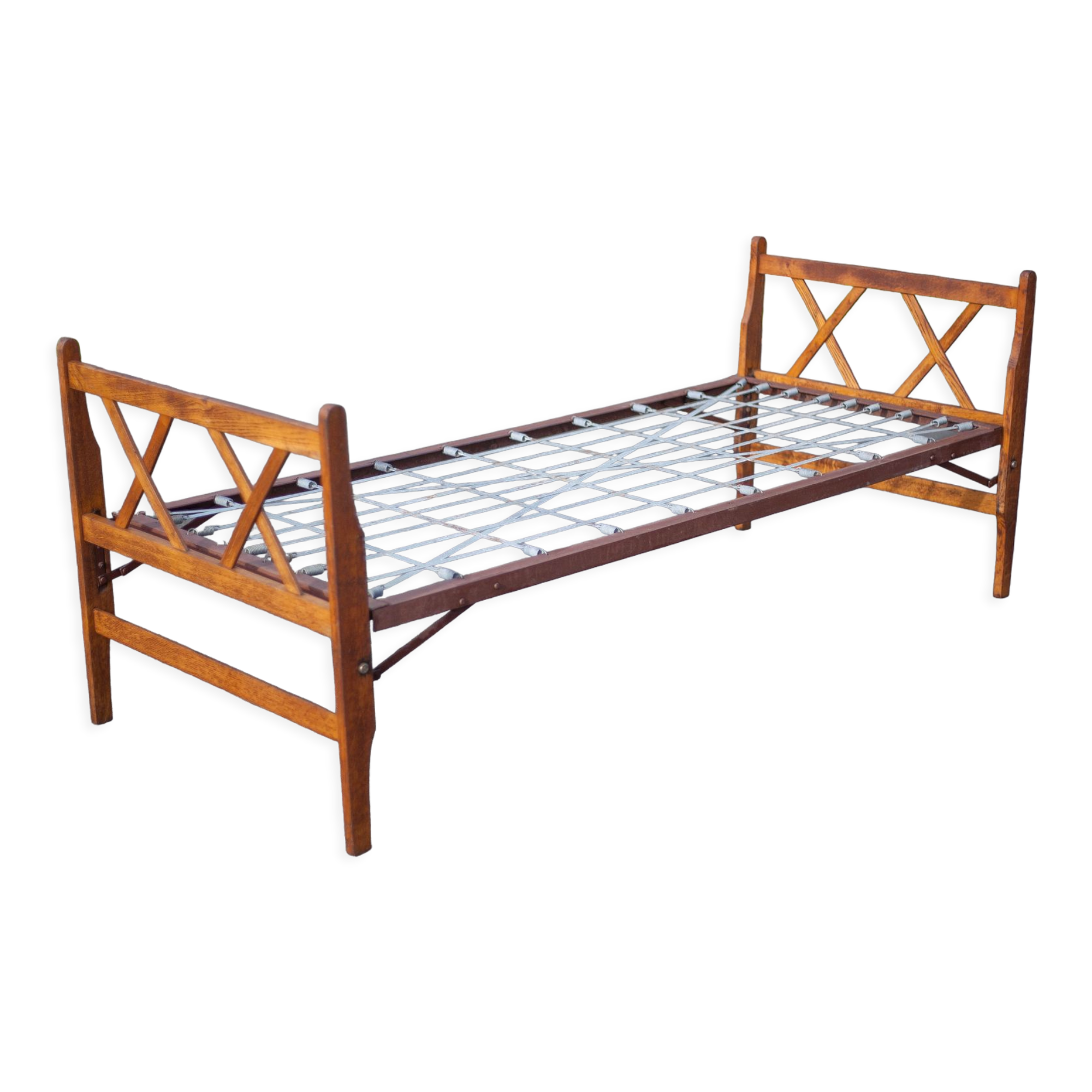 Old wood folding bed, reconstruction period bed, daybed