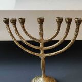Jewish Menorah/Candlestick with 7 arms. Engraved Jerusalem, signed Wainberg Dim 16x16