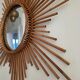 Vintage XL rattan sun mirror