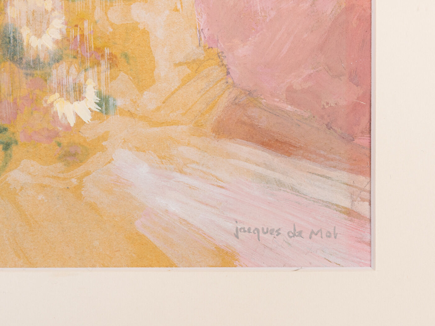 Lady with Flowers, Gouache on Cardboard, 50 x 50 cm